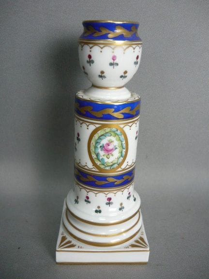 Candlestick. Potschappel, Dresden. Polychrome over