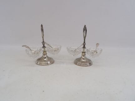 Paire de salerons double en argent poinçon minerve