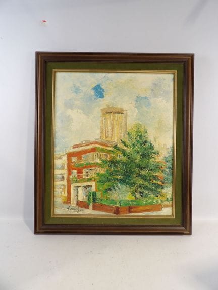 Georges ALLAERT 1982 – Öl auf Leinwand „Gebäude an