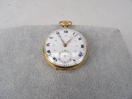 Orologio da tasca in oro giallo 18 carati, retro c