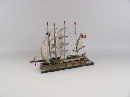 Polychrome 4-masted ship model, "Marine Dunkerque 