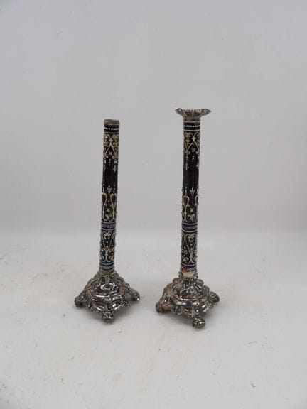 Paire de flambeaux Napoléon III en argent poinçon 