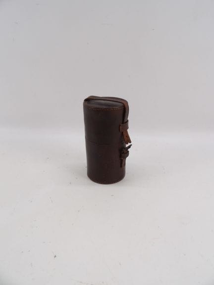 Reiseset aus Leder mit 3 Glasfläschchen mit versil