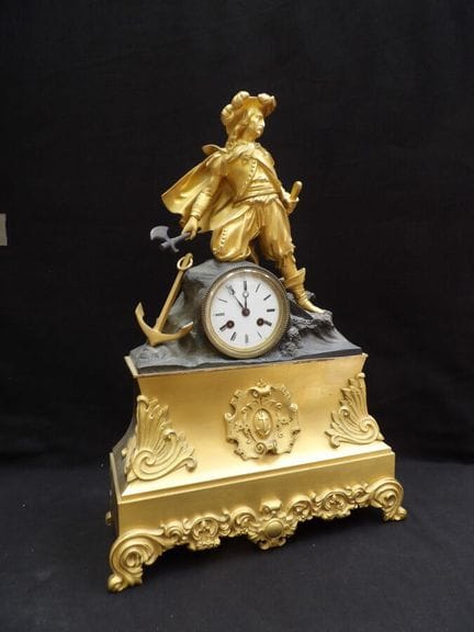 JEAN BART, Exceptional bronze clock with two patin