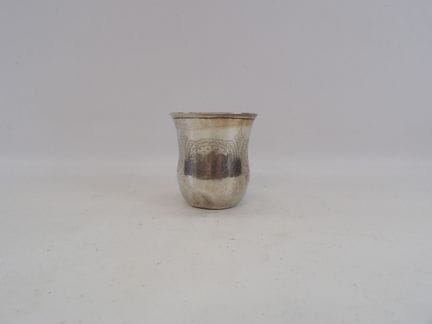 Large silver timbale with a Minerva hallmark, feat