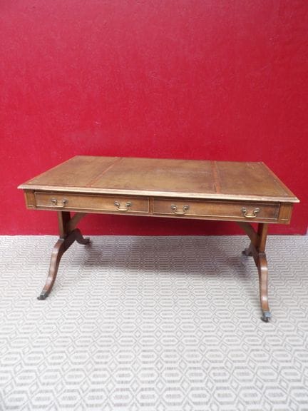 Double-sided Regency-style desk with two drawers a