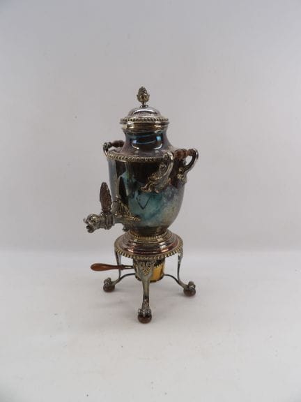 Silver plated Louis XV-style samovar decorated wit