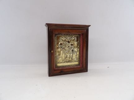 Greek-style copper icon with repoussé and openwork