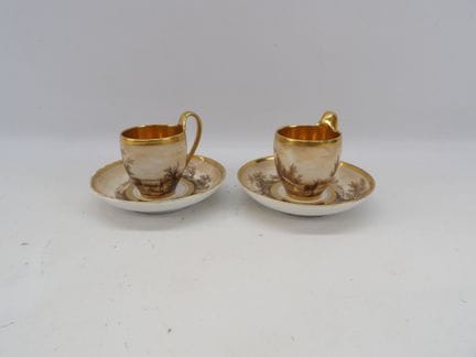 DAGOTY IN PARIS - Pair of porcelain cups and sauce