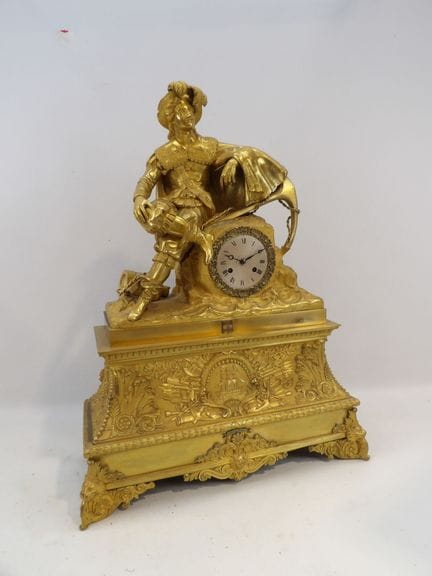 JEAN BART - Large gilded bronze clock depicting Je