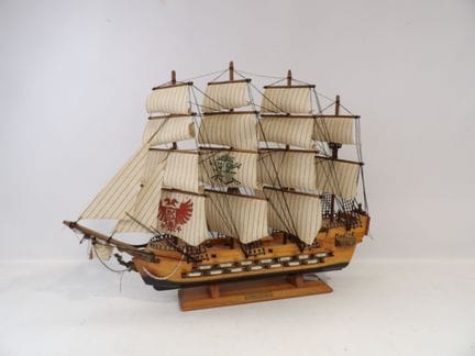 Wooden ship model, "16th-century frigate," Ht. 57x