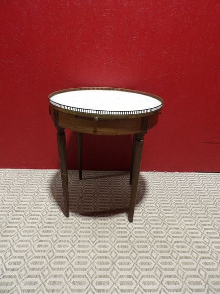 Louis XVI-style hot-water bottle table with marble