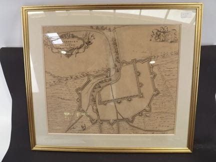 MAP. Map of Sanderes (?) from "Flandria," featurin