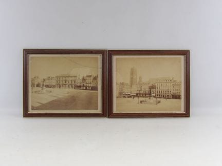 A set of two framed photographic prints under glas