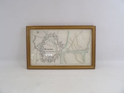 DUNKIRK, Pen-and-ink map on parchment, late 17th c