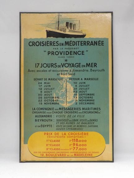 Maritime shipping poster: "Mediterranean Cruises A