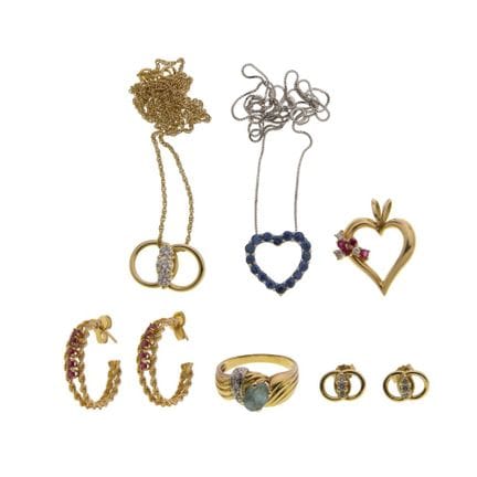 Assortiment de bijoux en or 14 carats et pierres p