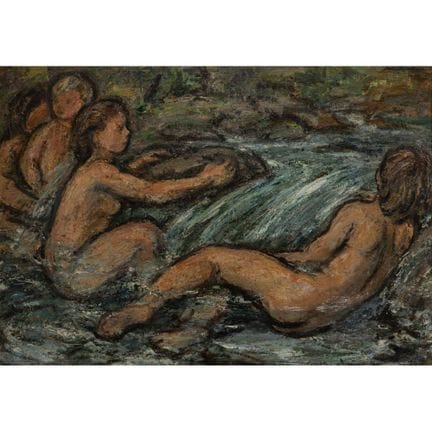 Ion Tintas (Romanian, 20th Century) 'Bathers' Oil 