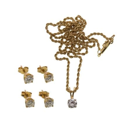 Collection de bijoux en or jaune 14 carats et diam