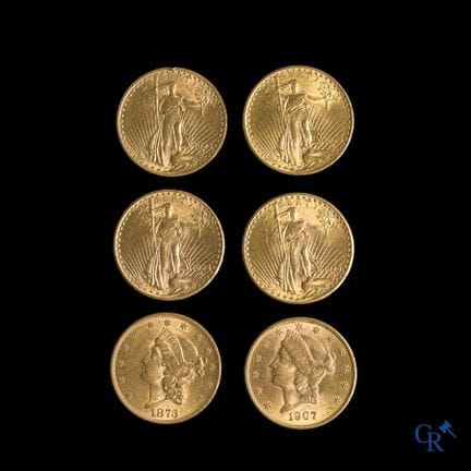 Monete. 6 dollari USA in oro. 4 x Liberty (1923, 1