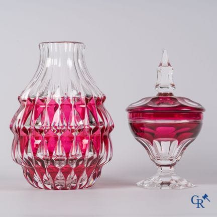 Val Saint Lambert. Vaso Art Déco e bomboniera in c