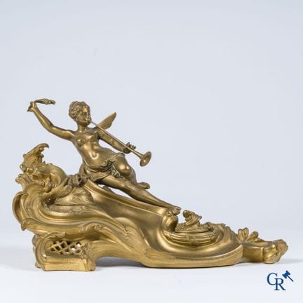 Set da scrivania o calamaio in bronzo finemente ce