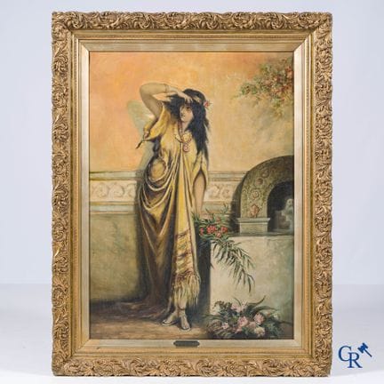 查尔斯·德霍伊（1872-1940）《埃及女子》 布面油画，左下角签名。| 105 x 68 厘米。