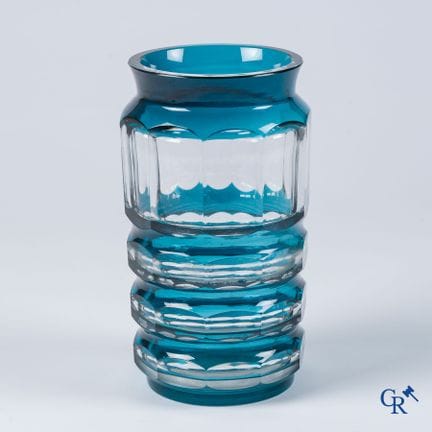 Val Saint Lambert. Vaso Art Déco in cristallo colo