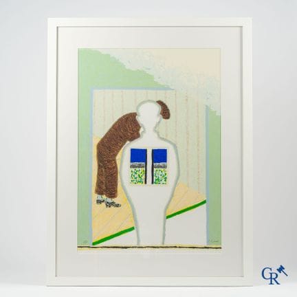 罗杰·拉维尔（1921-2013）（*）《父与子》彩色石版画。专业装裱。署名并编号为106/125。