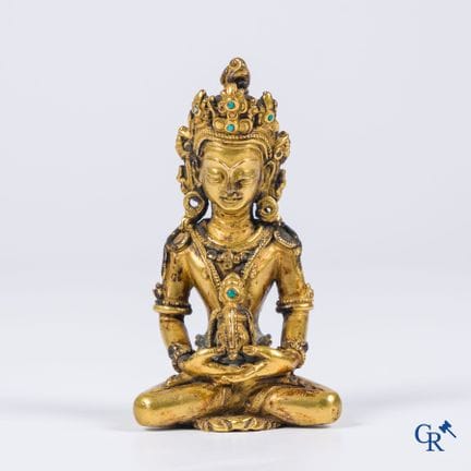 Arte asiatica, eccezionale bronzo dorato con rappr