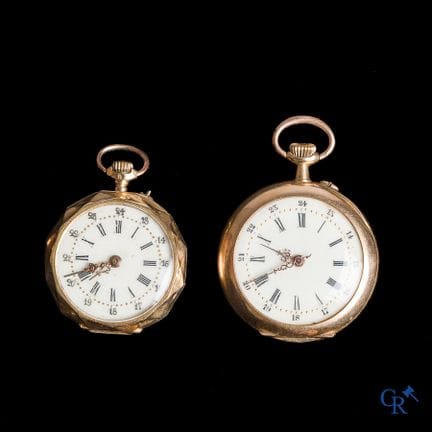 Orologi. 2 orologi da tasca da donna in oro 750°/0