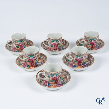 Arte asiatica. Porcellana cinese. Set di 6 tazze e