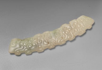 Une boucle de ceinture en jade sculpté, Chine, dyn