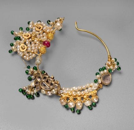 Anneau de nez en or 18K-21K serti de rubis, d'émer