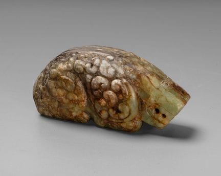 Figurine chinoise archaïque en jade sculpté représ