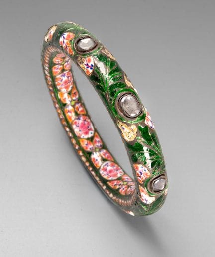 Bracelet-manchette de style moghol en argent, à ém