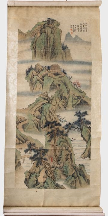 Peinture chinoise sur rouleau, dynastie Qing (1644