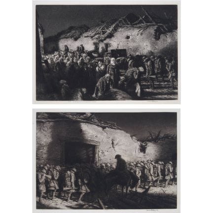 克尔·埃比（1889-1946），《难民》，1933年；《阴影》，1936年，每幅版画尺寸为9.9 