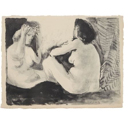 巴勃罗·毕加索（1881-1973）的《来自〈双簧管〉的两幅裸体画》（1943年）上带有签名； 由法