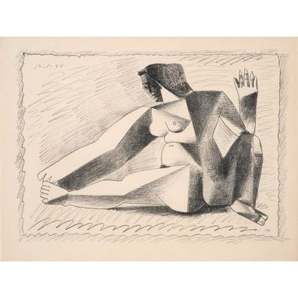 巴勃罗·毕加索（1881-1973），《蹲坐举臂的女子》，1956年 [B. 791； M. 275