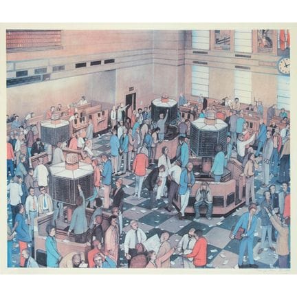威廉·库雷莱克，OSA，RCA（1927-1977），《多伦多证券交易所的清淡交易》，1973年，画