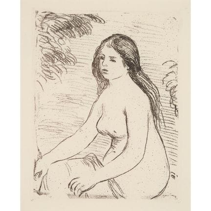 皮埃尔-奥古斯特·雷诺阿（1841-1919），《坐着的裸女》，选自《印象派画家史》， 约1906年