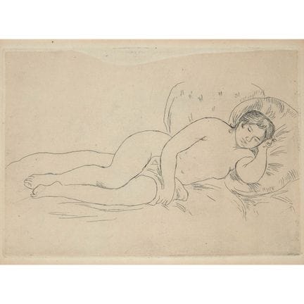 据皮埃尔-奥古斯特·雷诺阿（1841-1919）作品， 《仰卧裸女，向右转》，1906年，标题见画廊