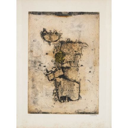 约翰尼·弗里德兰德（1912-1992）， 《黄色背景上的闲谈》，1961年，署名并标注“E.A.”