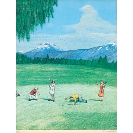 威廉·库雷莱克，OSA，RCA（1927-1977），《高尔夫》，1977年，画面尺寸 12 x 9