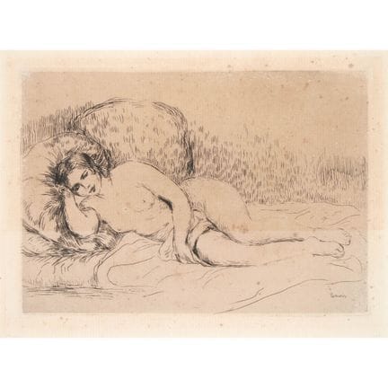 皮埃尔-奥古斯特·雷诺阿（1841-1919），《仰卧裸女，向左转》，选自《印象派画家史》，1906