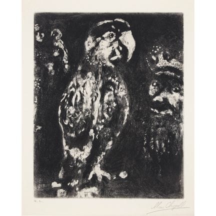 据马克·夏加尔（1887-1985）作品， 《两只鹦鹉：国王与他的儿子》，第98版，选自《弗朗索瓦·