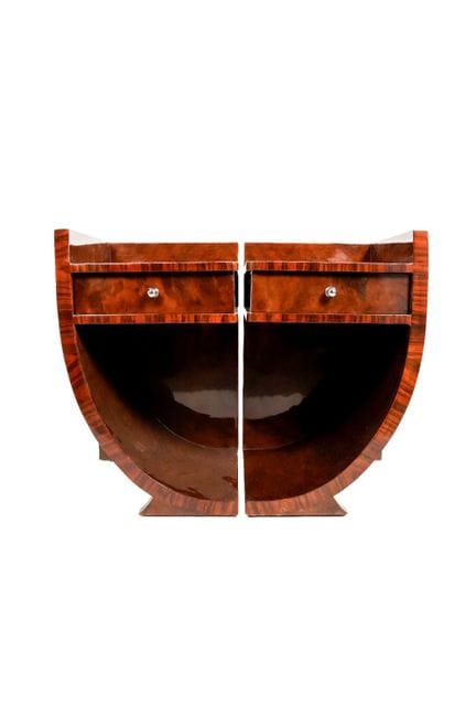 Pair of Mid-Century-style nightstands. Made of ven