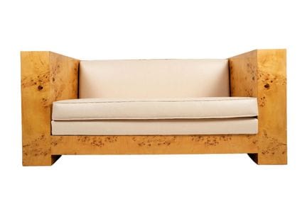 Canapé-étagère design. Réalisé en bois plaqué avec