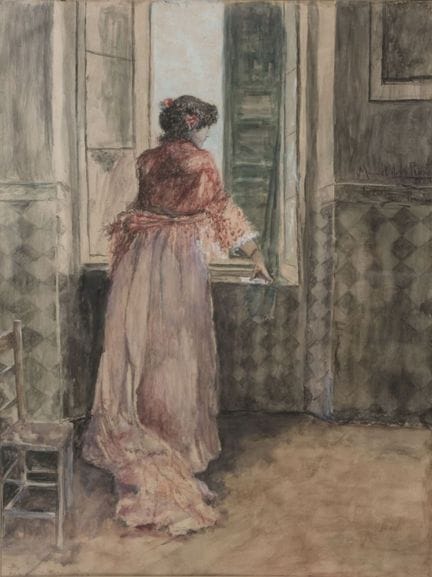 MANUEL DE LA ROSA (1860–1924). Clotilde Looking Ou